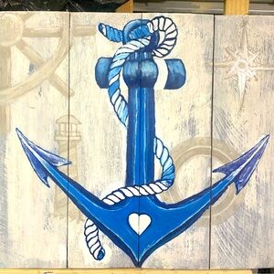 Blue Anchor Nautical Wall Art